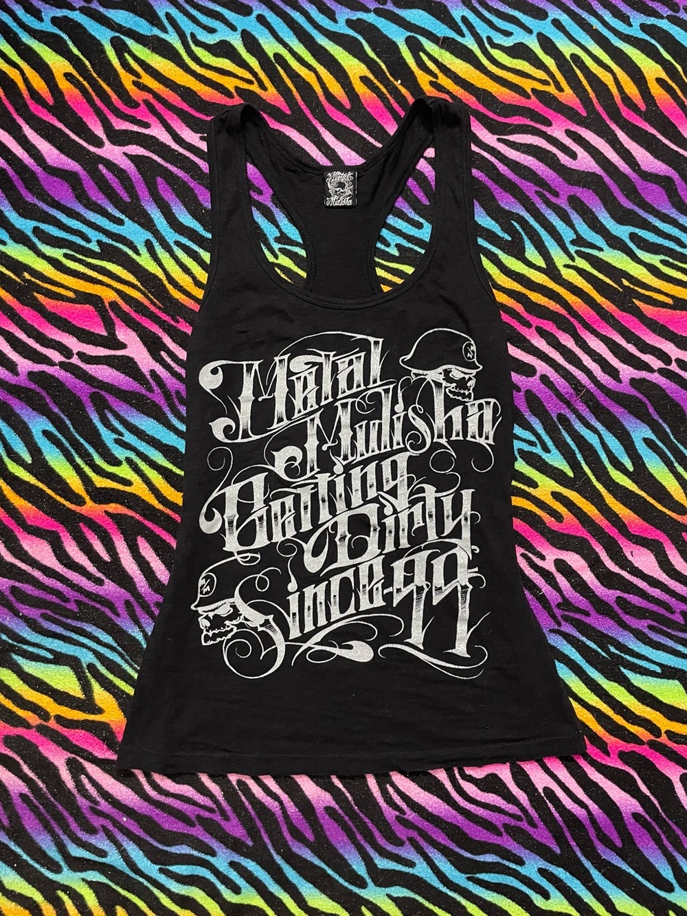 Y2k grunge goth rare 2000s Metal Mulisha Tank Top with Grey Graphic